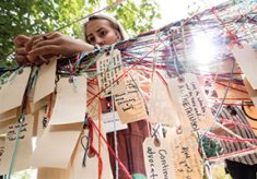 Interactive art installations allowed Forum attendees to participate in creating displays that reflected their own perspectives on peacemaking.